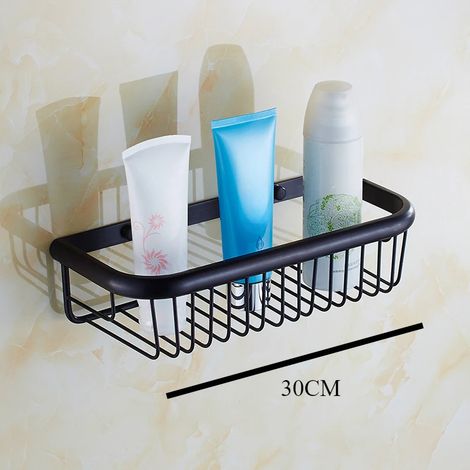 (Heigu 30CM) Panier de rangement mural à un niveau en cuivre doré rose pour savon/éponge / accessoire de salle de bain (1/5)