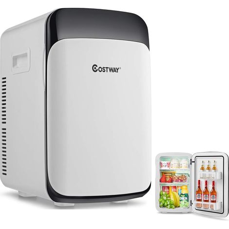 COSTWAY Mini Réfrigérateur Portable Fonction Chaud et Froid -3 ℃  50 ℃ Mini Frigo 15L 12V/220V-240V pour Maison/Voiture