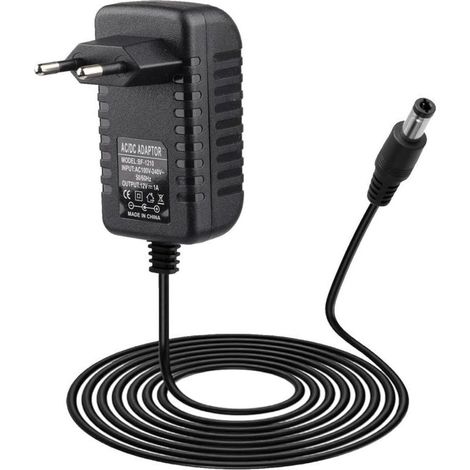 Secteur 12V 1A, Alimentation AC 100-240V 50/60Hz, Transformateur d'alimentation Universelle avec Prise DC 5,5 mm x 2,5 mm pour Bandes LED Lampe Caméra Routeur Radio (12W, Câble 1M) (1/5)