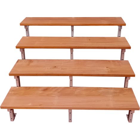 BALI Gartentreppe Stahl H71cm - 4 Bankirai Hartholz Stufen B120cm