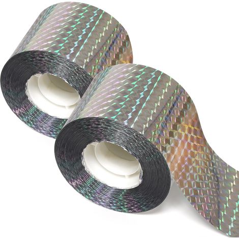Due coppie di nastro riflettente per tenere lontani gli uccelli dall'esterno nastro biadesivo glitterato per uccelli, 2,4 cm x 50 m. (1/5)