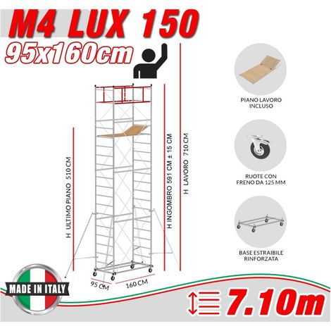 Trabattello M4 LUX 150 Altezza lavoro 7,10 metri