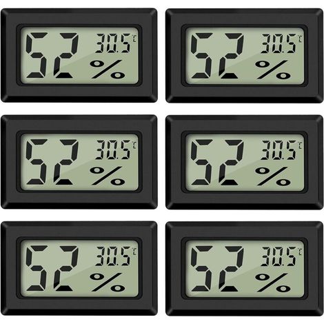 (6 Stück) Mini-Digital-LCD-Thermometer-Hygrometer Temperatur- und Luftfeuchtigkeitsanzeige -50-70℃ 10%-99% RH Tragbares Thermometer-Thermo-Hygrometer-Anzeigegerät - Crezuo