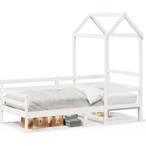 Maison Exclusive - Tagesbett mit Dach Weiß 80x200 cm Massivholz K