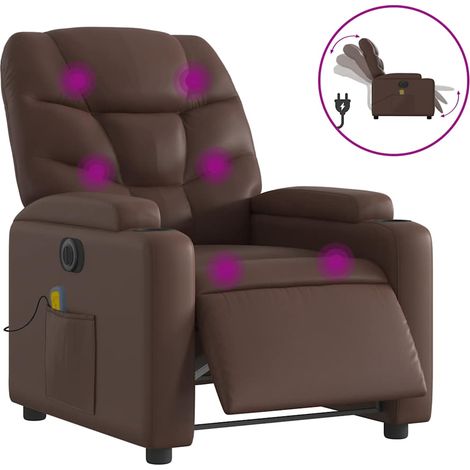 Maison Exclusive - Massagesessel Elektrisch Braun Kunstleder
