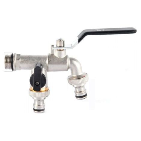 Ymyny – Robinet extérieur antigel en laiton chromé – Double sortie 3/4 pouces – Débit élevé pour chasses d'eau – Installation facile
