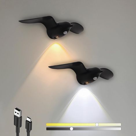 Applique murale LED à capteur 2 pièces, commutation libre de température à trois couleurs, veilleuse rechargeable USB, applique murale d'allée maison (1/5)
