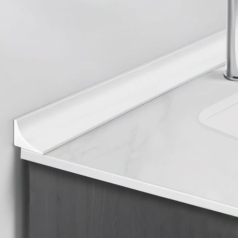 Barrière de Douche 200 cm, Bande de Rétention de Salle de Bain, Joint de Baignoire, Bord de Baignoire Pliable en Silicone (Blanc) (1/5)