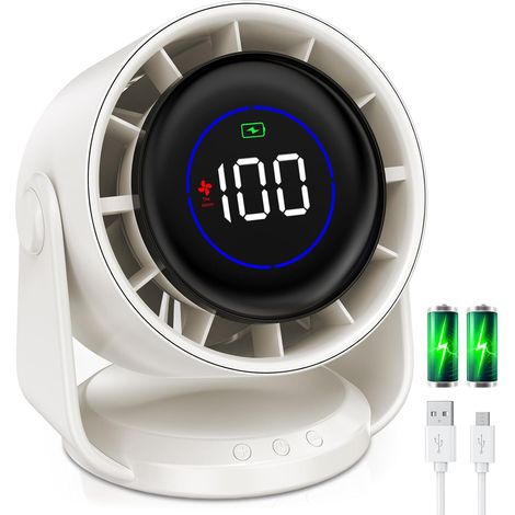 Ultrastarker, leiser Ventilator, Schreibtischventilator mit 100 Geschwindigkeiten, wiederaufladbarer USB-Ventilator, tragbarer Ventilator für Büro, Zuhause, Schlafzimmer, Auto