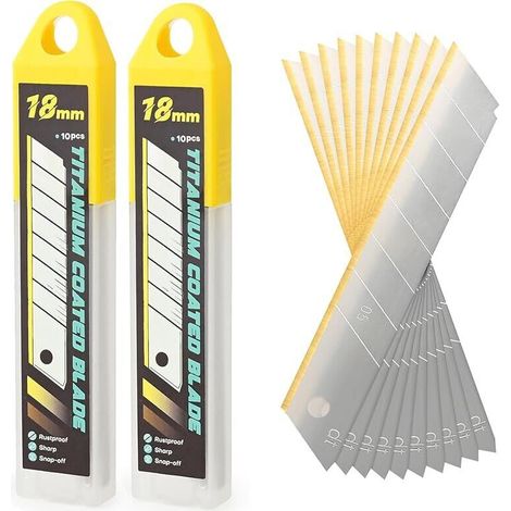 20 pcs Lames en Titane de rechange Cutter, 18mm, Lames sécables pour cutters, Lames de cutter ultra coupantes (1/5)