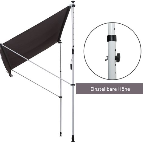 Store à bras articulé avec manivelle, réglable en hauteur, imperméable et résistant aux intempéries, largeur 150 cm, idéal pour balcon, terrasse et véranda, gris (1/4)