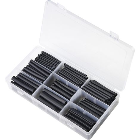 TRU COMPONENTS TC-9508156 Schrumpfschlauchsortiment Schwarz Schrumpfrate:3:1 300 St. (1/4)