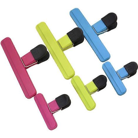 Set mit 6 Clips für Chipstüten, große Lebensmittelclips aus robustem Kunststoff für einen luftdichten Verschluss.