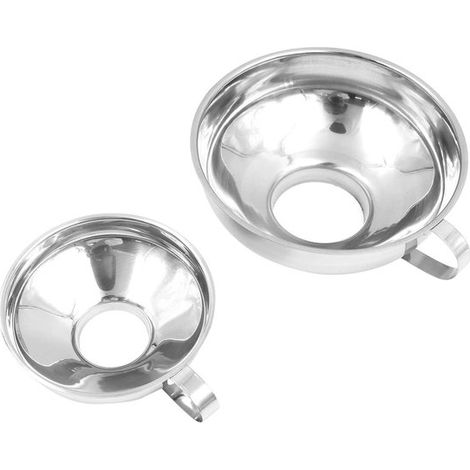 Set di 2 imbuti da cucina in acciaio inox Dailygoody, imbuti a collo largo per liquidi e alimenti (1/5)