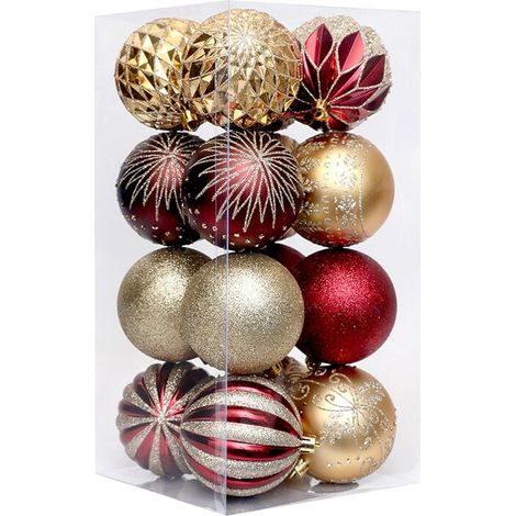 Set of 16 Christmas balls for Christmas decorations, rose gold Christmas tree balls, suitable for indoor and outdoor use. YMYNY (1/4)