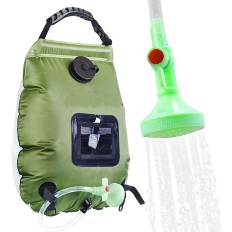 Armeegrüne Camping-Solardusche, tragbare Solardusche, 20-Liter-Faltwasserbeutel für den Außenbereich, Solar-Wassererhitzer, ideal zum Wandern und Bergsteigen (1/5)