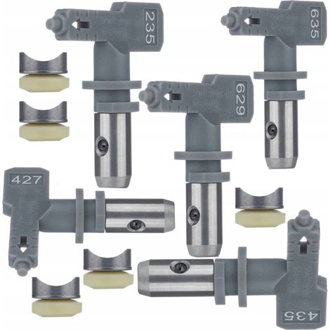 Ugello di Spruzzatura Hi-Flow 635 Grigio + Set di Ugelli 629, 235, 427, 435  Compatibile con Graco, Titan, Wagner  Alta Precisione e Versatilità