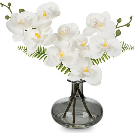 Kunstblumen Orchideen Dekoblumen Wohnzimmer Büro Weiß Groß (1/5)