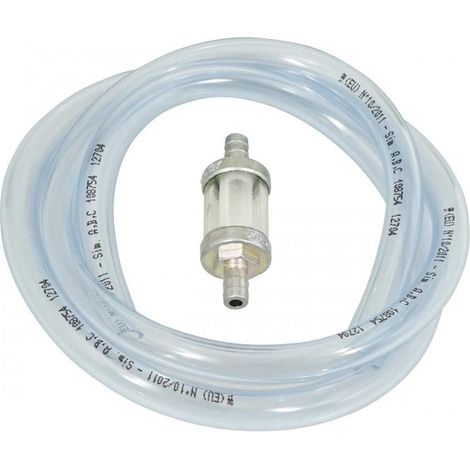 Durite transparente Ø8x12mm x 1m + filtre à essence rond pour
