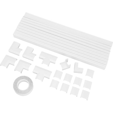 Lot de 10 cache-câbles muraux en PVC ignifugé, découpables et peignables, de dimensions 25 mm x 13 mm, pour 4 à 5 câbles Ethernet ou 5 à 6 fils de cuivre. (1/5)