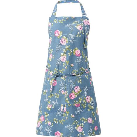 Tabliers pour femme avec poches en coton et lin doux et durable Motif floral (1/5)