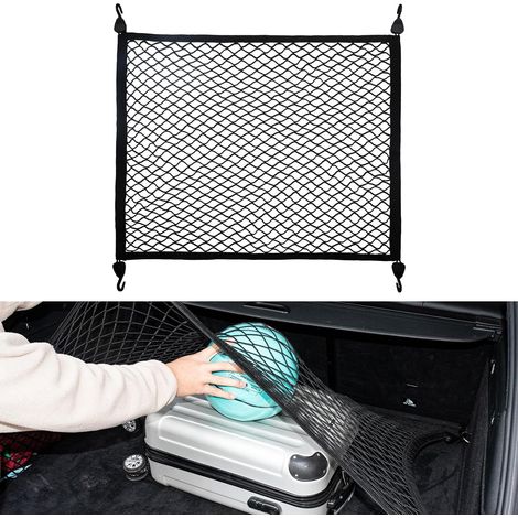 Rete portabagagli universale 80 x 60 cm con 4 robusti ganci, rete organizer super elastica per auto, SUV e furgoni. (1/5)