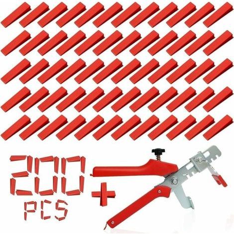 Kit de Systme de Nivellement Leveller de Carrelage pour Outils de Construction de Murs en Cramique (200 Cales + 1 Pince) (1/5)