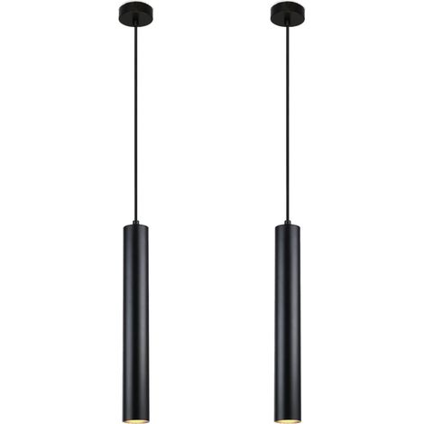 Lot de 2 Suspension, Aluminium, Douille GU10, Câble textile 120 cm, Pour cuisine salon (1/5)