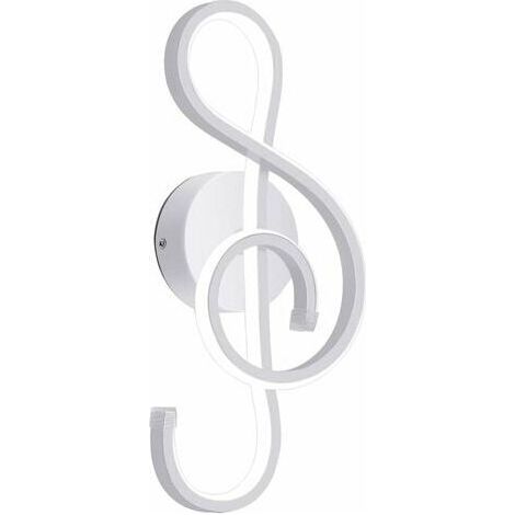 LED Wall Light Modern Creative Music Note White Indoor Wall Lamp Minimalist Wall Lamp Aluminum Art Decoration for Bedroom Living Room Stairs Cafe Hallway (6500K White) (1/5)