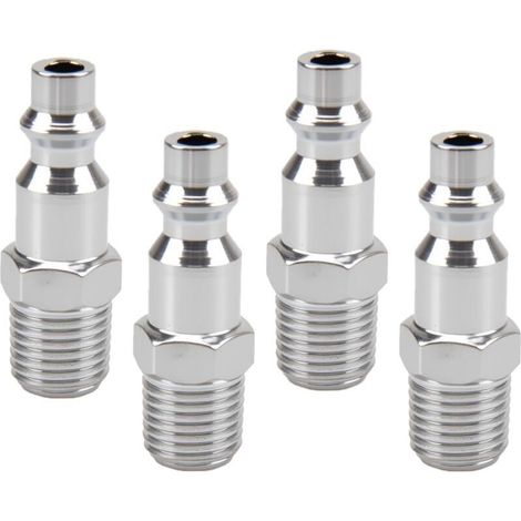 Raccord Rapide Air Comprimé, 4 Pièces Raccord Rapide 1/4 Mâle Américai, Américain Embout Compresseur Air pour Air Comprimé et Raccord de Tuyau Compresseur Raccord Pneumatique (1/5)