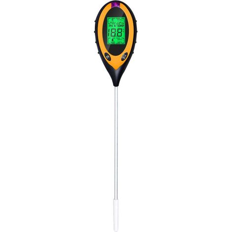 PH-mètre de Sol, testeur d'humidité/lumière/pH/température du Sol 4-en-1 Kits d'outils de Jardinage pour Jardin, Batterie Incluse, jaune (1/4)
