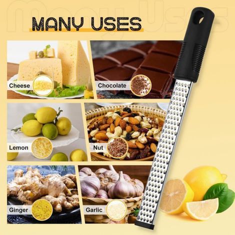 Râpe fromage manuelle inox - 1 pièce, lames tranchantes - Convient pour fromage, agrumes, gingembre, chocolat Étiquette (1/5)