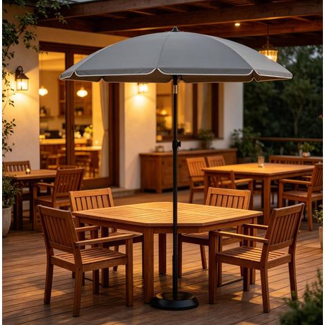 Parasol de plage 175x195 cm avec sac de transport, inclinable, réglable en hauteur, protection UV UPF 50+, pliable, en métal et polyester, gris (1/5)