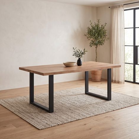 Table de salle à manger industrielle chêne/noir Esteline (1/5)