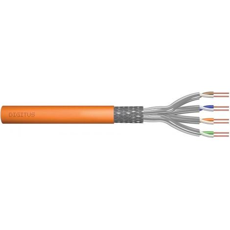 Installation cable DIGITUS cat.7, S/FTP, Dca, AWG 23/1, LSOH, 50m, orange, foil