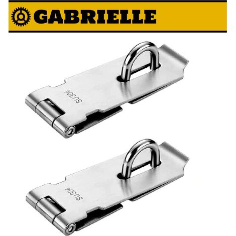 Cerrojos de candado de grapa GABRIELLE, cerrojo de empuje para puerta de 2 piezas, cerrojos de candado de acero inoxidable de 4 pulgadas con tornillos, clip de candado plateado
