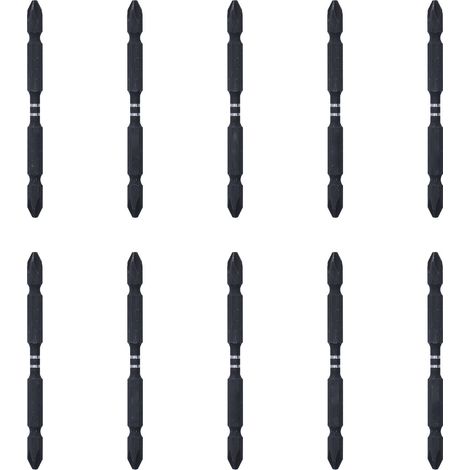 Lot de 10 embouts de tournevis Phillips magnétiques double extrémité, tige hexagonale 1/4 pouce, acier allié S2, quincaillerie PH2, 100 mm (1/5)