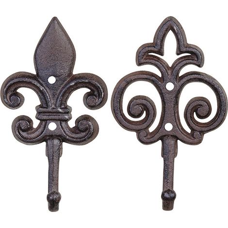 Kleiderbügel aus Gusseisen mit 1 Haken, Vintage Lilia