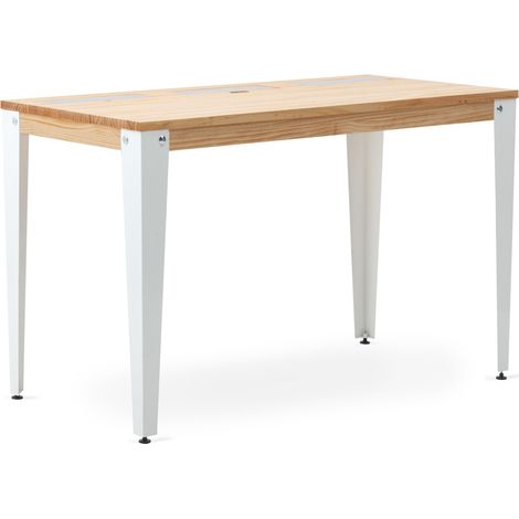 Mesa Lunds con 3 Compartimentos 120x60x74cm Blanco en madera maciza acabado natural estilo nórdico industrial Box Furniture (1/5)