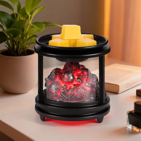 Brûleur à Parfum Électrique 3 en 1, Lampe Aromatique avec LED Effet Feu de Camp, Compatible Cires et Huiles Essentielles - pour Décoration et Cadeau - Motif crâne (1/5)