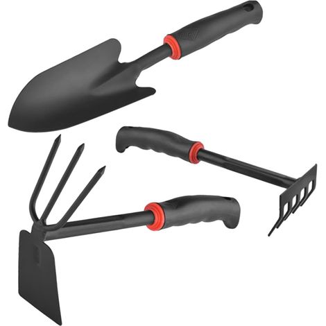 Kit De Jardinage Pelle Large Fer Râteau Et Râteau à Biner Double Face Manches Antidérapants Colorés pour Maison Balcon Jardin Et Pots (1/5)