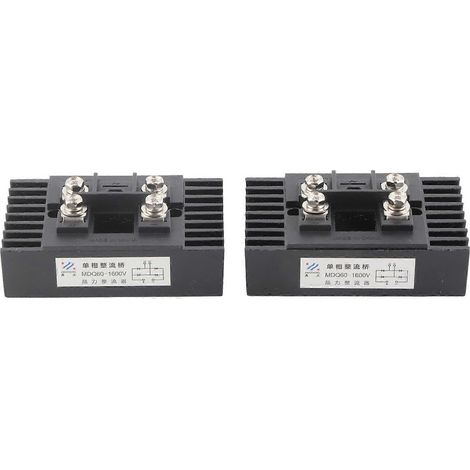 2 Stück Brückengleichrichter MDQ60A 1600V Isolierte Montagebasis Stromdiodenmodul Gleichrichter mit Wärme