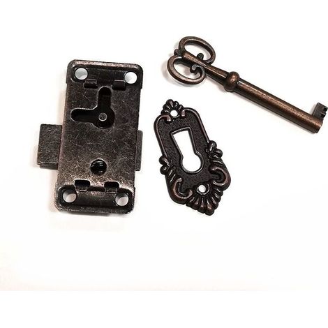 3 pièces antique serrure meubles, serrures rétro avec clés, ensemble de serrure antique, pour boîtes à bijoux, armoires, tiroirs (1/4)