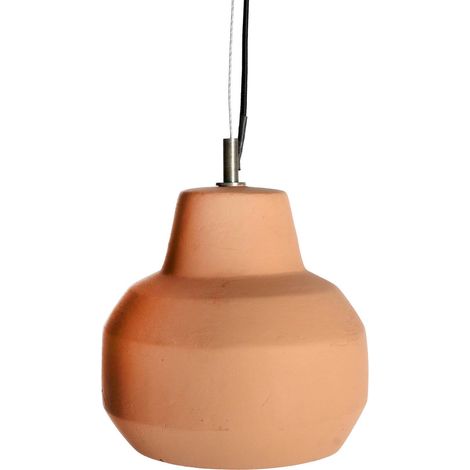 Suspension vintage en terre cuite et laiton style rétro chaleureux - Brun clair terracotta et laiton (1/4)