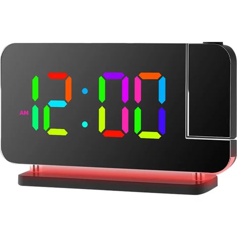 Réveil électronique LED RGB coloré avec veilleuse et projecteur lumineux RGB pour la décoration intérieure.