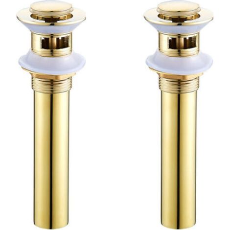 2pcs Brass Golden Sink Drain Stopper Sink Drain with Overflow Pop Up Sink Drain(B) (1/5)