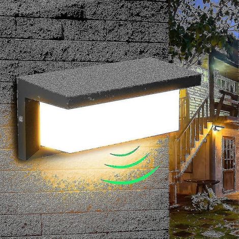 Applique murale extérieure LED 18 W avec détecteur de mouvement, moderne et étanche, lumière blanche chaude 3000 K, indice de protection IP65, 1260 lm (1/5)