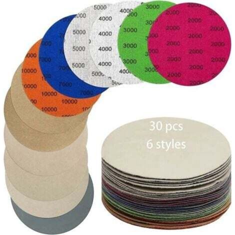 [NEVER USED] Hgbd-30 Pieces Sanding Disc for Abrasive Paper 125mm Grit 2000/3000/4000/5000/7000/10000 Wet/Dry Abrasive Paper Used for Polishing Metal, Wood, Car Polishing Sanding D thsin
