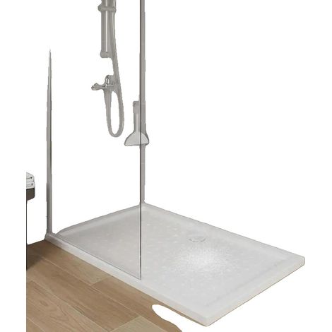 Plato de ducha, construcción de madera, diseño impermeable, BLANCO (1/2)