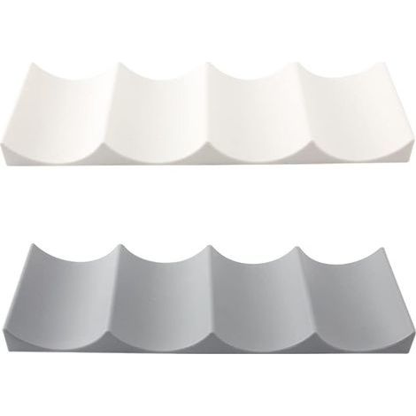 Porte Bouteille Frigo 2 Pièces Tapis de Rangement à Bouteille Casier à Bouteilles en Plastique Empilable Étagère à Vin Porte Bouteille pour Cuisine Réfrigérateur Blanche/Gris 1029.3cm (1/4)